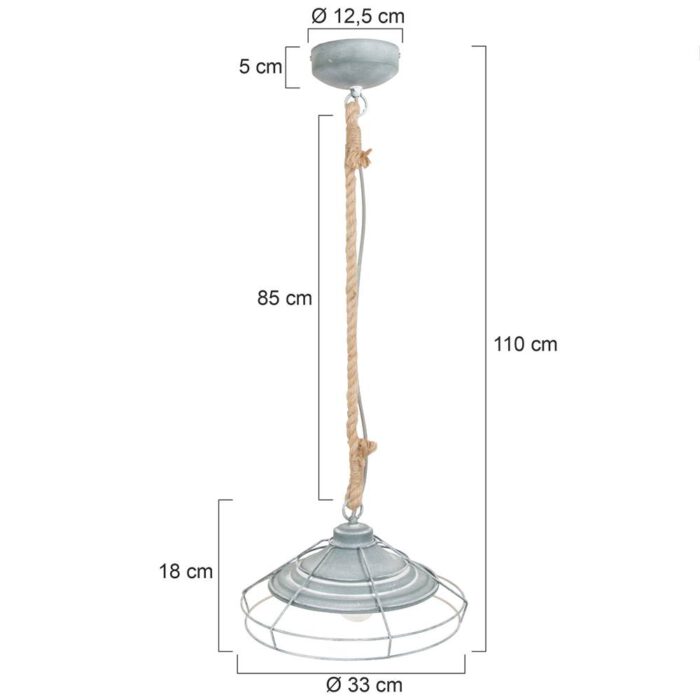 Industriële hanglamp ijzer geraamte MEXLITE - 7776GR - Industrie lamp - industriële hanglamp - Mexlite - Lissa - Landelijk - Trendy - Grijs Betongrijs - Metaal