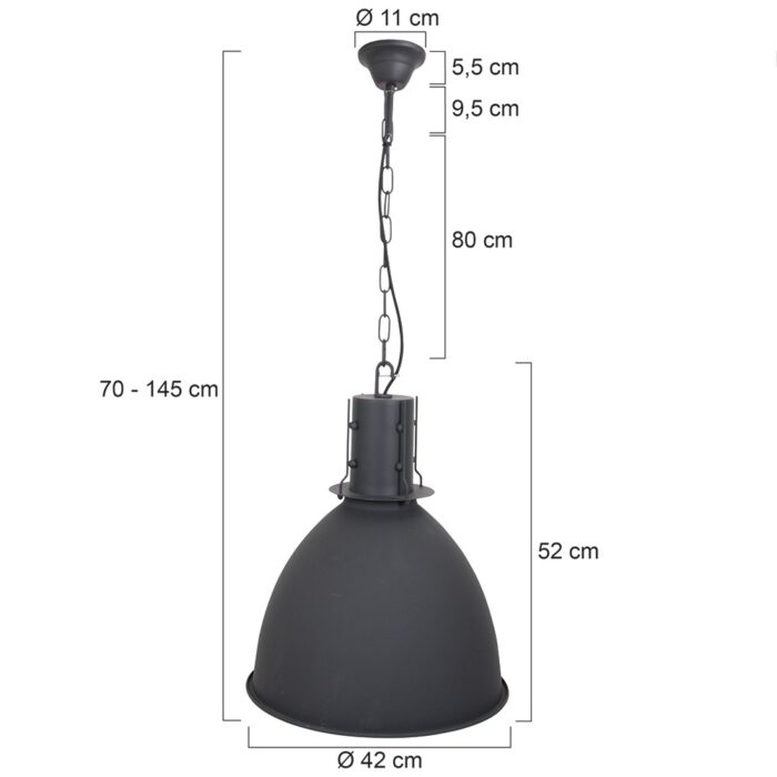 industriële hanglamp ind zwart MEXLITE - 7780ZW - Industriële hanglamp - Industrielamp - Mexlite - Lenvik - Scandinavisch - Trendy - Zwart Mat zwart - Metaal