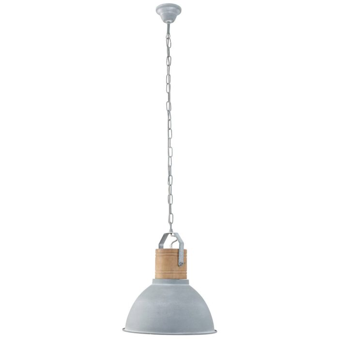 industriële hanglamp grijs/hout MEXLITE - 7781GR - industriële hanglamp - Industrie lamp - Mexlite - Denzel - Industrieel - Landelijk - Grijs Grijs met hout - Metaal Hout