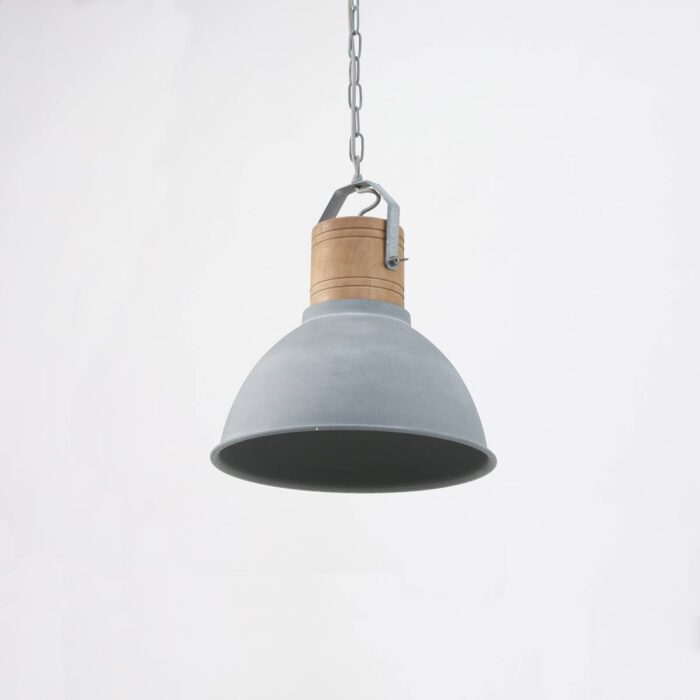 industriële hanglamp grijs/hout MEXLITE - 7781GR - industriële hanglamp - Industrie lamp - Mexlite - Denzel - Industrieel - Landelijk - Grijs Grijs met hout - Metaal Hout