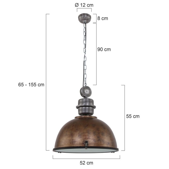 industriële hanglamp 1-lichts 52cm STEINHAUER - 7834B - Industriële hanglamp - Industrielamp - Steinhauer - Bikkel XXL - Trendy - Industrieel - Bruin - Metaal Glas