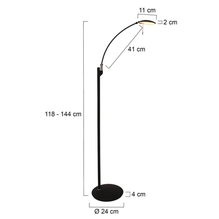 Vloerlamp 1-lichts LED STEINHAUER - 7862ZW - Vloerlamp- Steinhauer- Zenith LED- Modern Klassiek- Zwart  Zwart- Metaal