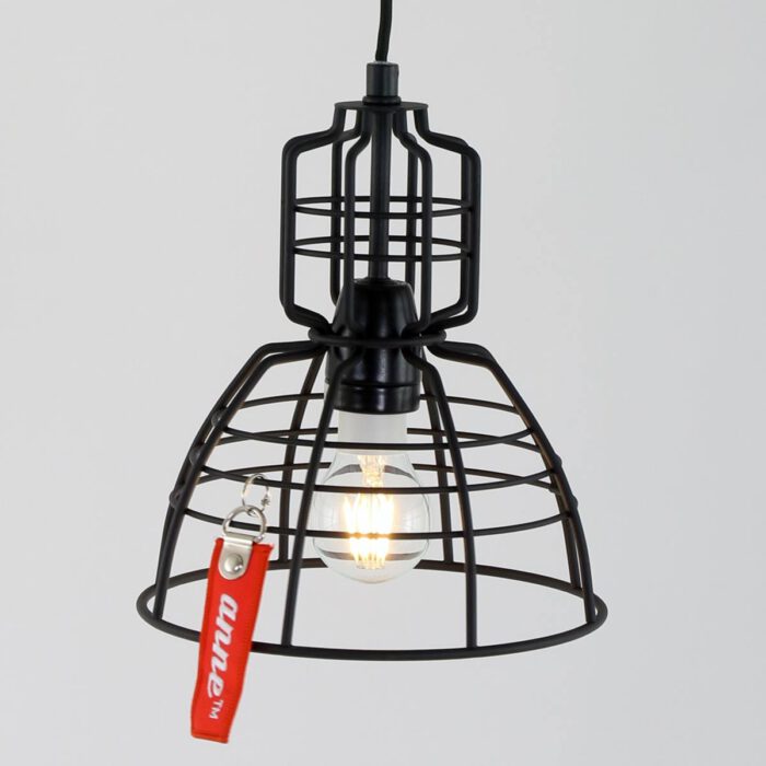 Hanglamp 1-lichts Industrie 20x24 cm ANNE LIGHTING - 7873ZW - Hanglamp- Anne Lighting- Mini MarkIII- Industrieel - Design- Zwart  Zwart- Metaal
