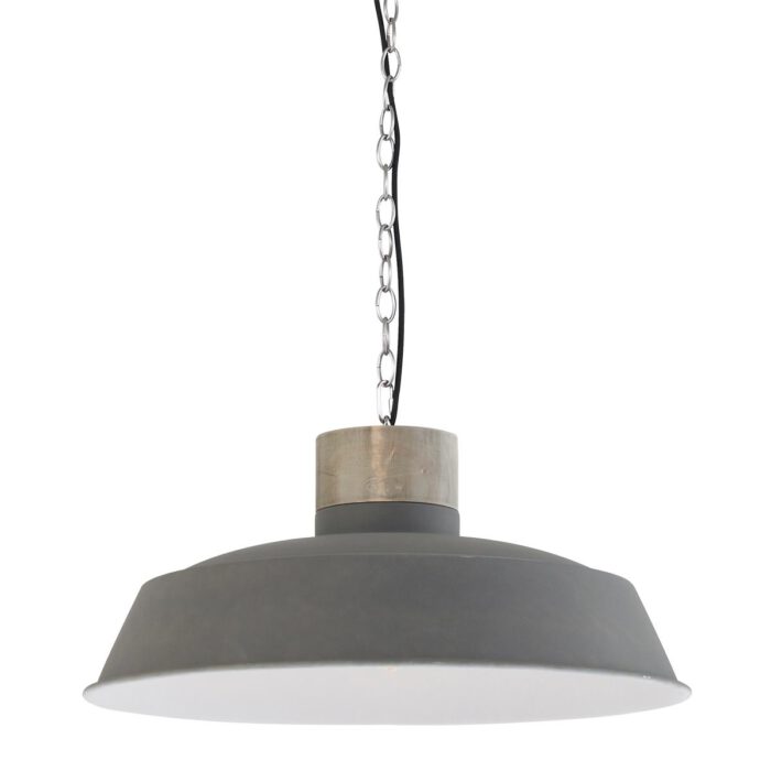 Hanglamp 1-lichts 63cm - grijs en hout - Metta - Mexlite