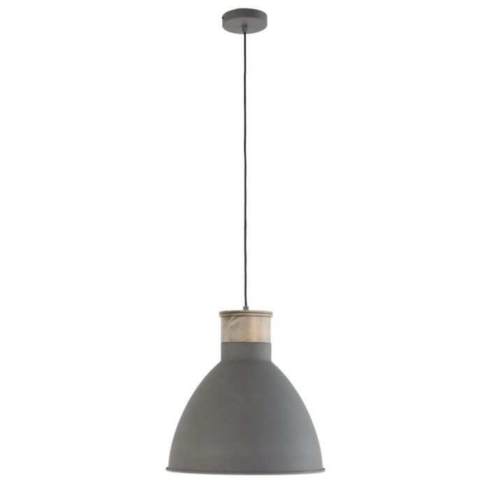 Hanglamp 1-lichts 42cm - grijs en hout - Metta - Mexlite