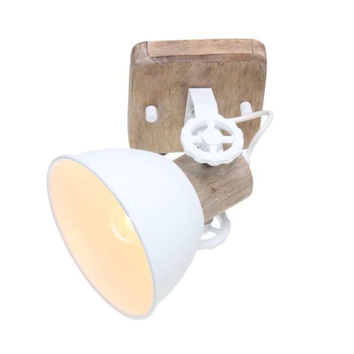 Spot 1-lichts - opbouw - landelijk - industrieel - voor plafond en wand - Spot 1-lichts E27 MEXLITE STEINHAUER - 7968W - Wandlamp - Plafondlamp - Spots - Mexlite - Gearwood spot - Trendy - Wit