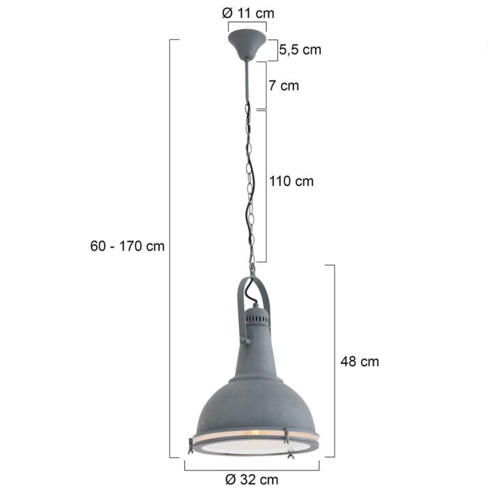 Hanglamp 1-lichts - grijs en wit - landelijk - Weimar - Mexlite - STEINHAUER