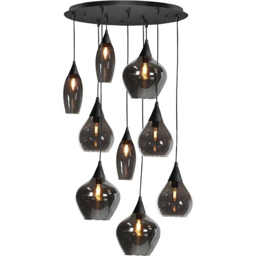 Hanglamp Lucca - 1-lichts - zwart en goud - hoogte 160 cm - Ø 50 cm - E27 - 60W - HIGH LIGHT