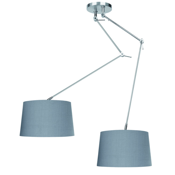 Hanglamp - Plafondlamp - Rod lang 2 x E27 Nikkel-mat zonder kap - Serie Rod - High Light - P609130