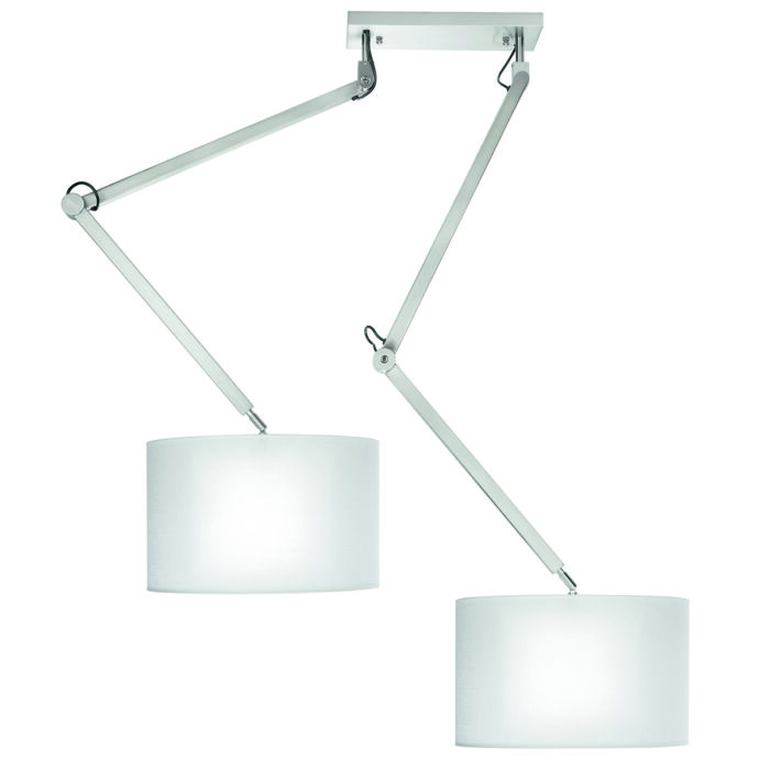 Hanglamp - plafondlamp - Robuust 2 X E27 Nikkel Mat zonder kap - Serie Robuust - Plafondlamp - Hanglamp - High Light - P628930