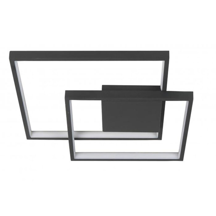 Plafondlamp - plafonnier Piazza -  Moderne plafondlamp mat zwart - 42 cm lang - 41 cm breed en 4