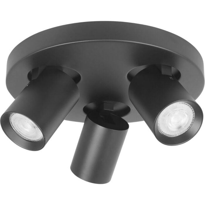 Spot 3-lichts met ronde plafondplaat - Oliver - 3 x 35W - GU10 - zwart - HIGH LIGHT
