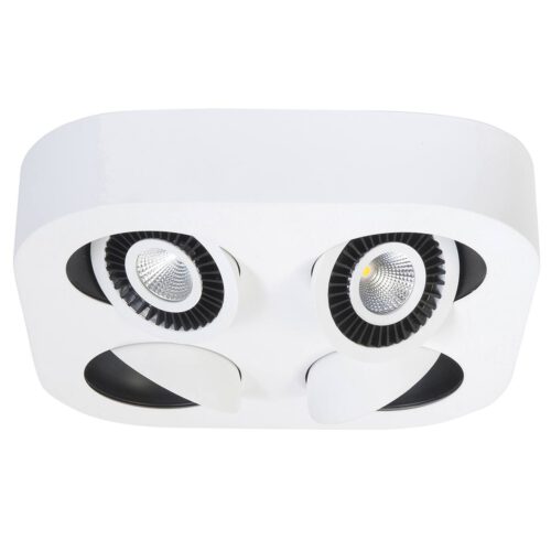 Spot Eye - plafondlamp met vier spots - 4 X 5W Vierkant LED Mat Wit Dimbaar - Serie Eye - Spots - High Light - S740300