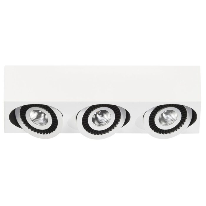 Spot Eye - plafondlamp met drie spots - 3 X 5W Rechthoek LED Mat Wit Dimbaar - Serie Eye - Spots - High Light - S742700