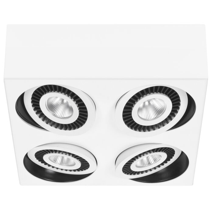 Spot Eye - plafondlamp met vier spots - 4 X 5W Vierkant LED Mat Wit Dimbaar - Serie Eye - Spots - High Light - S742800