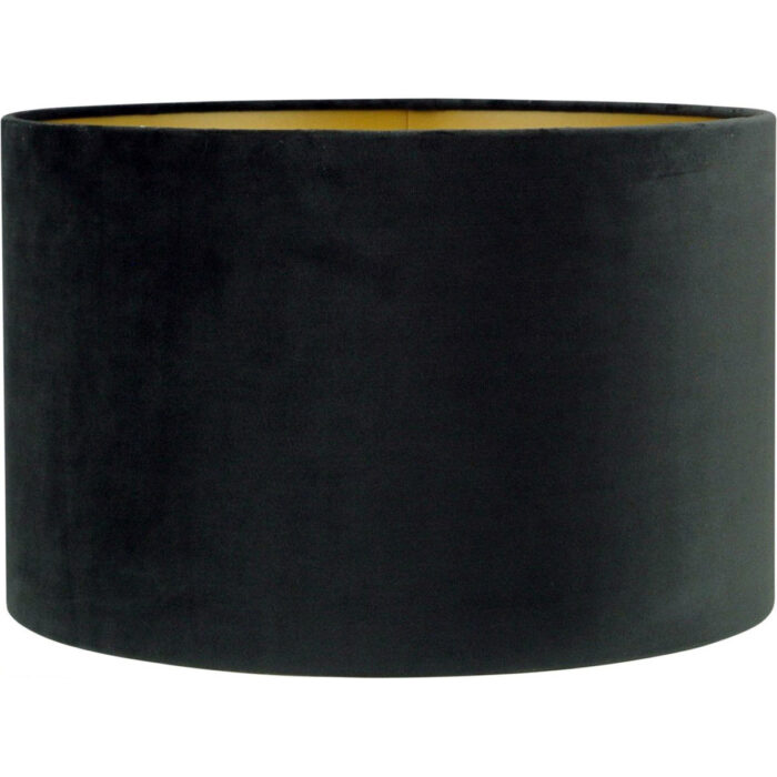 Lampenkap fluweel zachte stof - cilinder kap Alice - zwart goud - Ø25-25-16 cm - HIGH LIGHT -  Verkrijgbaar in verschillende afmetingen zie onze webshop categorie Lampenkappen -  O4422 - 01