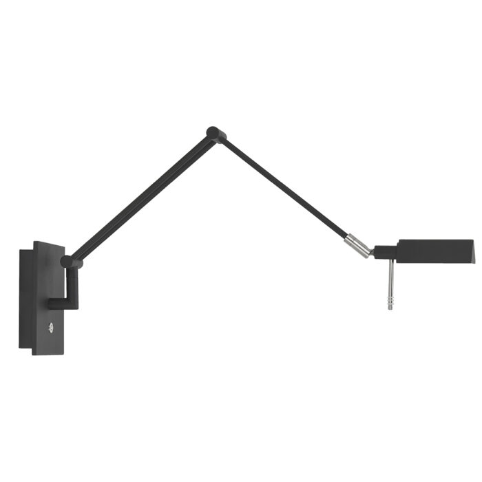 Wandlamp - bedlamp - leeslamp - Mini Bari Top Swing LED 5W 2700K Mat Zwart + touchdimmer - Serie Mini Bari - Wandlamp - High Light - W314801