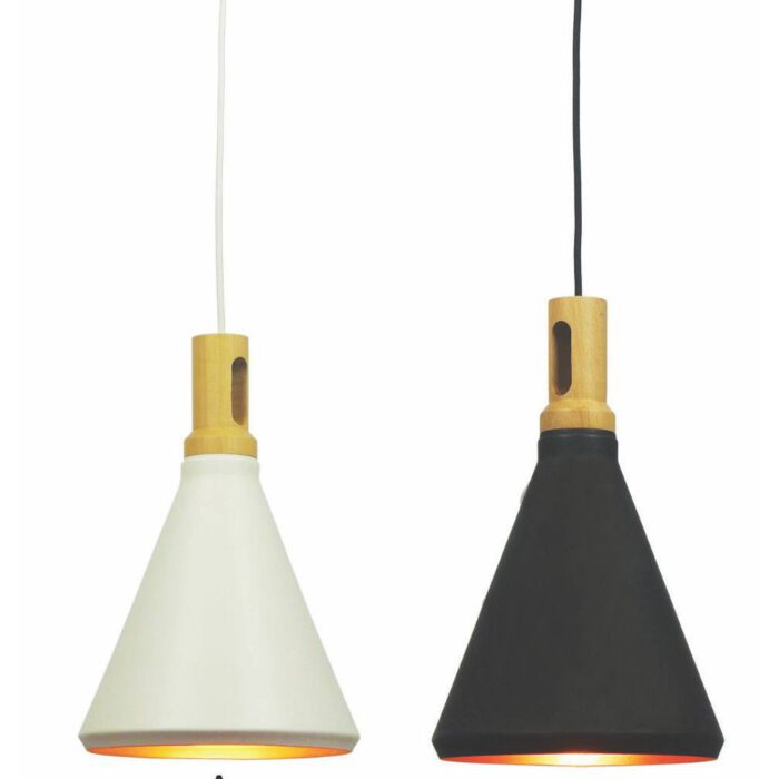 Hanglamp zwart/goud 1-lichts "Cornet-A" Ø26cm 26cm hoog E27 - ART DELIGHT - HL 1997 ZW
