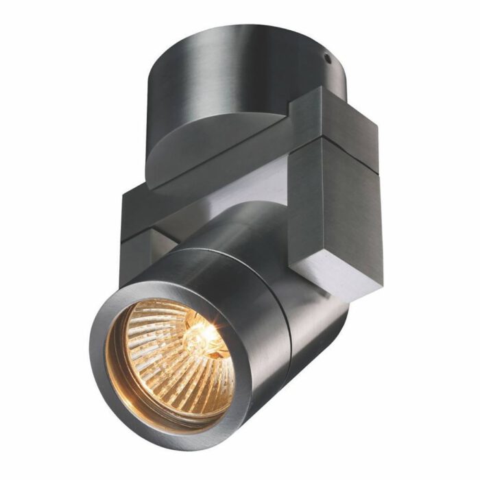 Spot plafondlamp of wandlamp voor buiten onder overkapping of voor in de badkamer - IP54 - aluminium 1-lichts - GU10 - "Single" spot Ø7cm - ART DELIGHT - WL SINGLE ALU