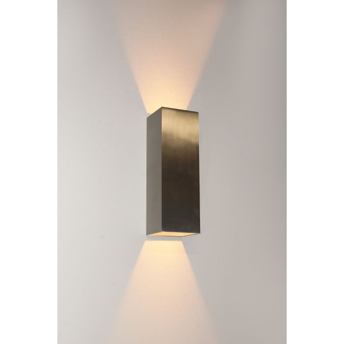 Buiten wandlamp - badkamer wandlamp - up&down verlichting - aluminium "Vegas" 8x8x25cm IP65 dimbaar LED 2x4W 2700K 2x360lm - ART DELIGHT - WL VEGAS250 ALU