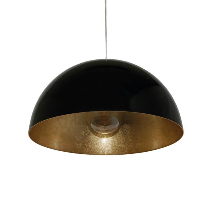 Hanglamp zwart 1-lichts 50cm koepel gold in "Gala" E27 - ART DELIGHT