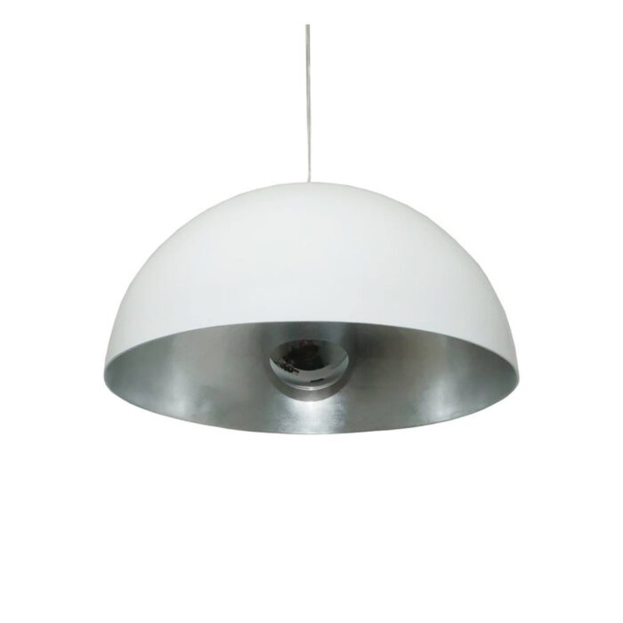 Hanglamp wit 1-lichts 50cm koepel silver in "Gala" E27 - ART DELIGHT
