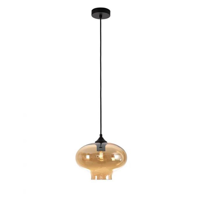Hanglamp amber 1-lichts "Toronto" Ø18cm H30cm amber/glas E27 - ART DELIGHT