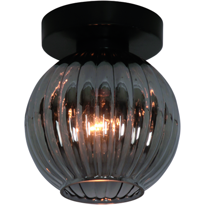 Plafondlamp 'Zucca' 1-lichts Zwart-Smoke Glas FREELIGHT - PL 8810 SK