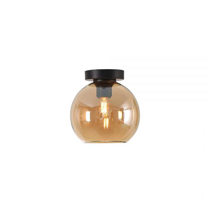 Plafondlamp amber 1-lichts "Marino" Ø20cm amber/glas E27 - ART DELIGHT