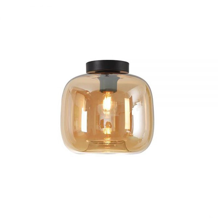 Plafondlamp amber 1-lichts "Preston" Ø24cm amber/glas E27 - ART DELIGHT