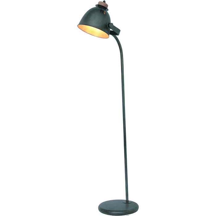 Industriële vloerlamp 1-lichts 'Oldie' Zwart/hout/e27 FREELIGHT - S 4801 Z
