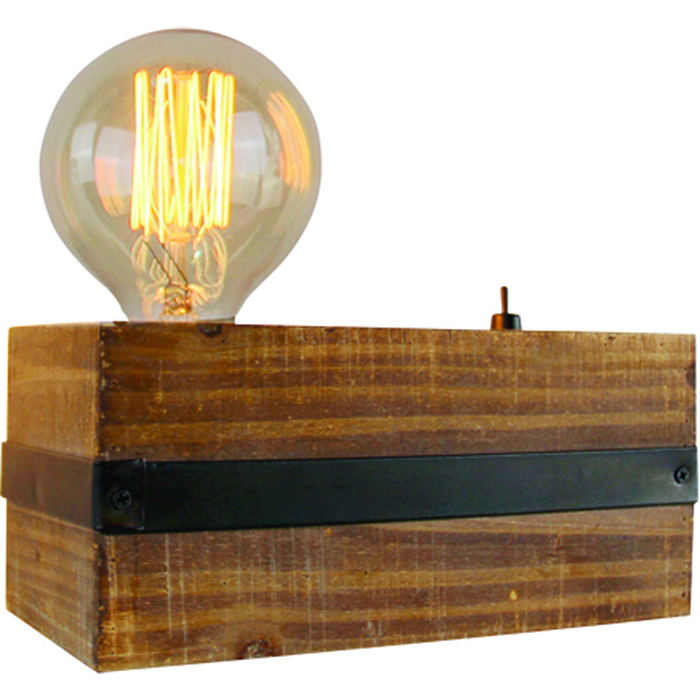 Industriële tafellamp 'Legno' 1-lichts Zwart - Hout FREELIGHT - T 2601 Z