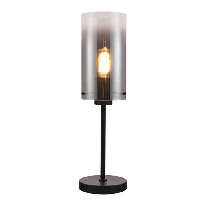 Tafellamp Ventotto zwart met gerookt glas 1-lichts hoogte 56cm FREELIGHT - T5821Z