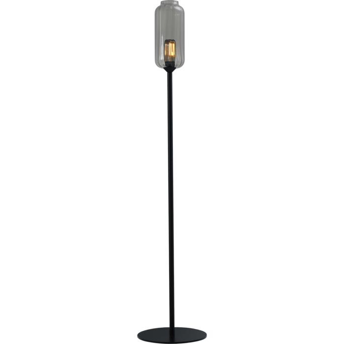 Vloerlamp "Lett Rib" zwart met zwart glas hoogte 165cm