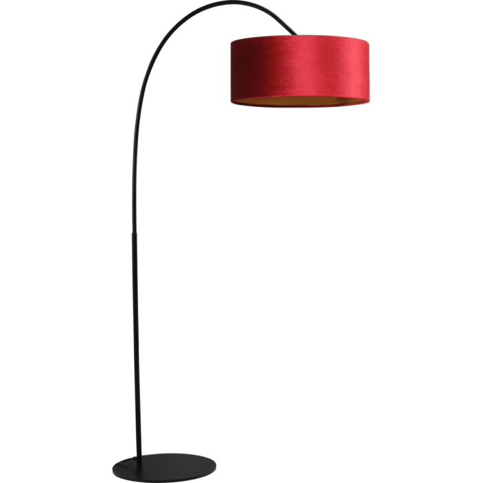 Vloerlamp Arch black - mat zwart - hoogte 183 cm - breedte 88 cm inclusief rode lampenkap - Artik red 52/52/25 cm - uit/aan schakelaar - MASTERLIGHT