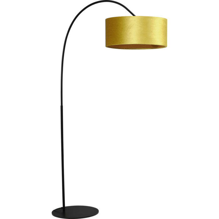 Vloerlamp Arch black - mat zwart - hoogte 183 cm - breedte 88 cm inclusief gele lampenkap - Artik yellow 52/52/25 cm - uit/aan schakelaar - MASTERLIGHT