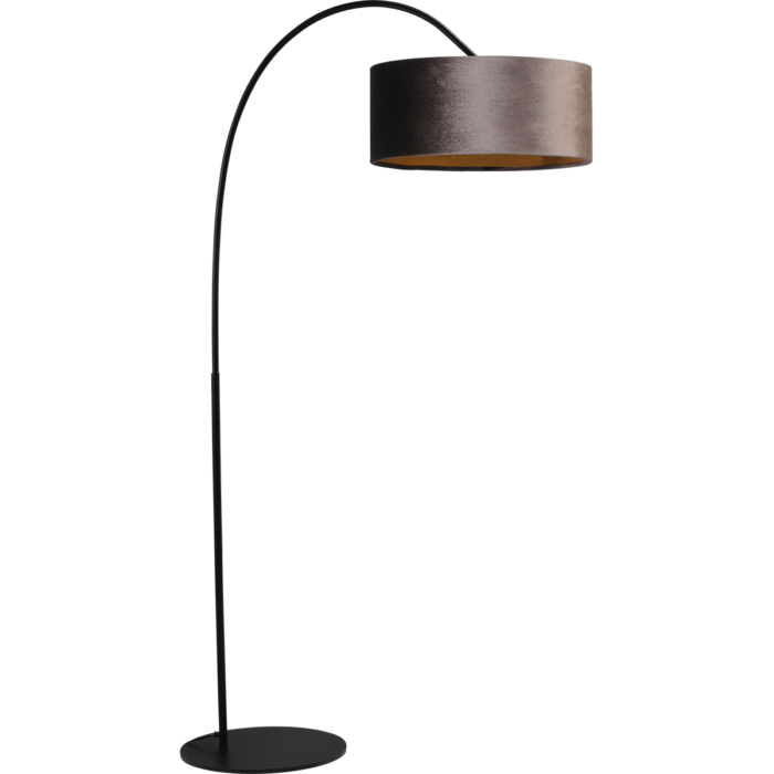 Vloerlamp Arch black - mat zwart - hoogte 183 cm - breedte 88 cm inclusief bruine lampenkap - Artik brown 52/52/25 cm - uit/aan schakelaar - MASTERLIGHT