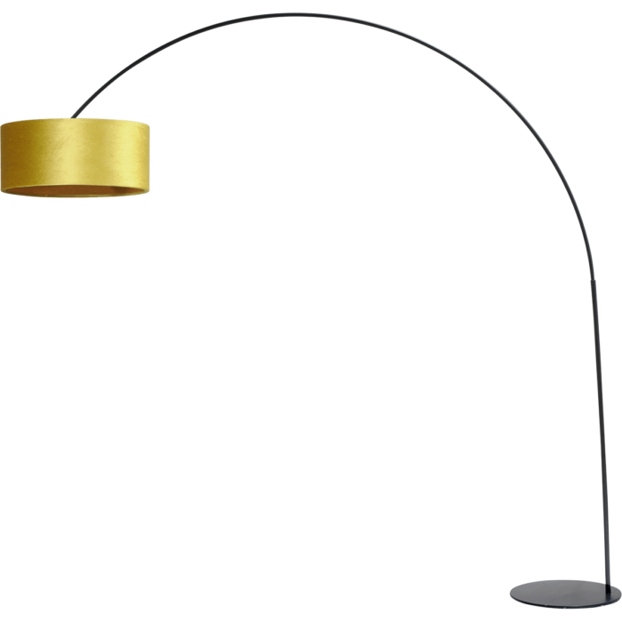 Vloerlamp - booglamp - Arch XXL matt black - mat zwart - hoogte 223 cm - breedte 217 cm - inclusief oker gele lampenkap - Artik oker 52/52/25 cm - uit/aan schakelaar - MASTERLIGHT