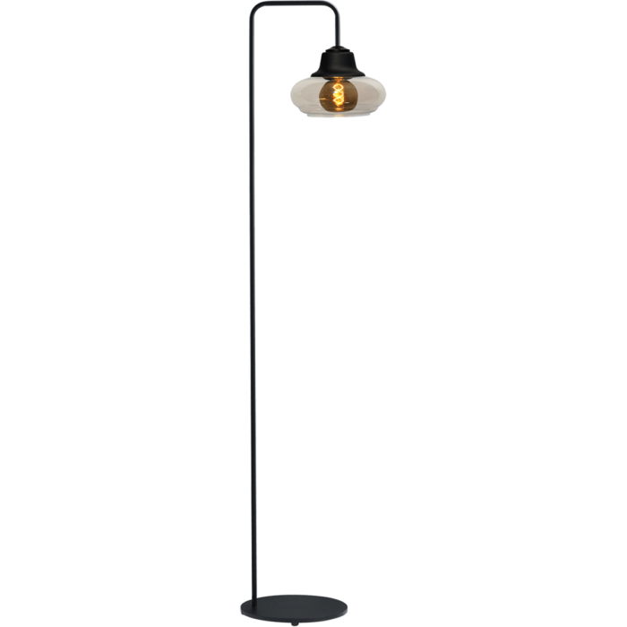 Vloerlamp Opaco1-lichts zwart hoogte 152cm - downlight glas smoke Ø21x17cm - MASTERLIGHT