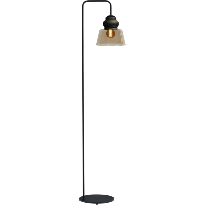 Vloerlamp Opaco1-lichts zwart hoogte 152cm - downlight glas smoke Ø22x21cm - MASTERLIGHT