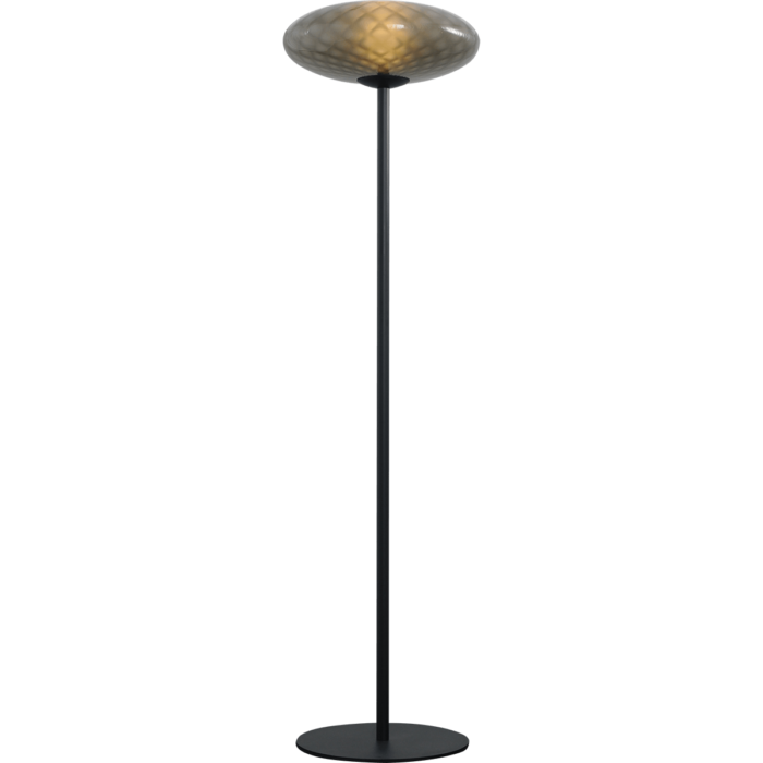 Vloerlamp Bottega 1-lichts zwart - hoogte 148cm - glas smoke Ø40cm - MASTERLIGHT
