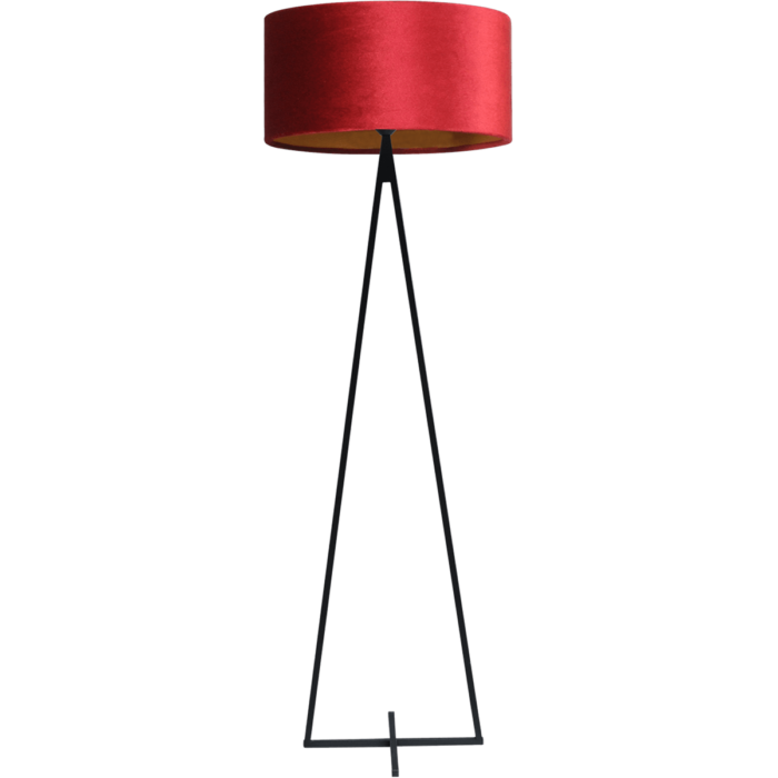 Vloerlamp Cross Triangle zwart structuur hoogte 158cm inclusief rode lampenkap Artik red 52/52/25 - MASTERLIGHT