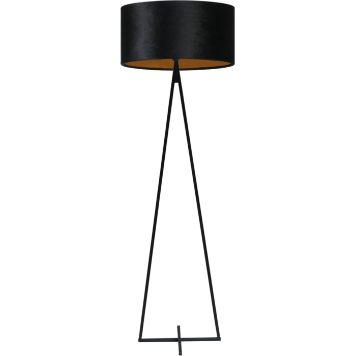 Vloerlamp Cross Triangle zwart structuur hoogte 158cm inclusief zwarte lampenkap Artik black 52/52/25 - MASTERLIGHT