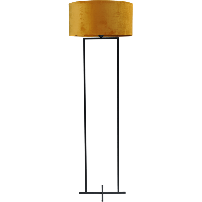 Vloerlamp Cross Rectangle zwart structuur hoogte 158cm inclusief maiskleurige lampenkap Artik mais 52/52/25 - MASTERLIGHT