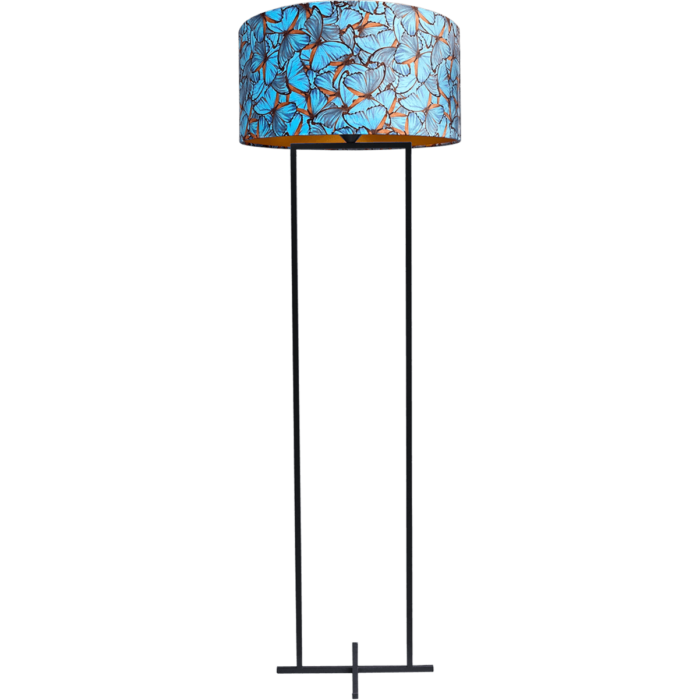 Vloerlamp Cross Rectangle zwart structuur hoogte 158cm inclusief lampenkap met butterflymotief Artik butterfly 52/52/25 - MASTERLIGHT