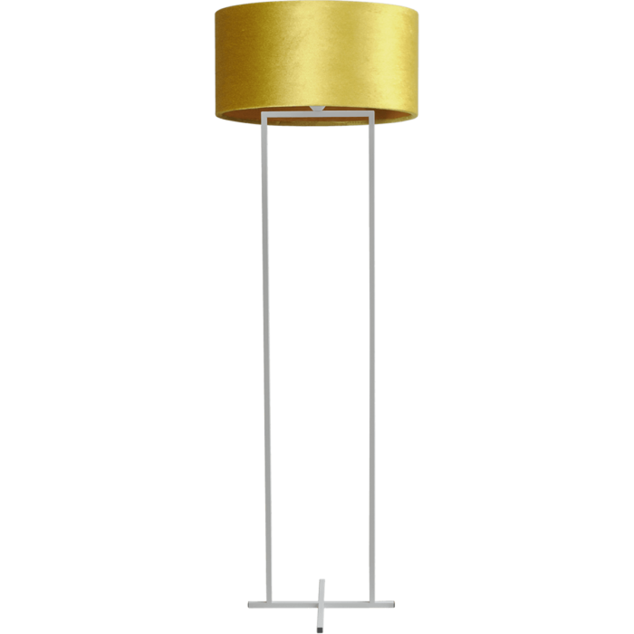 Vloerlamp Cross Rectangle wit structuur hoogte 158cm inclusief gele lampenkap Artik oker 52/52/25 - MASTERLIGHT