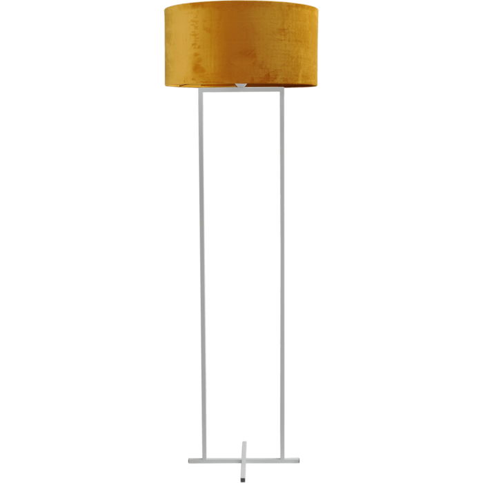 Vloerlamp Cross Rectangle wit structuur hoogte 158cm inclusief maiskleurige lampenkap Artik mais 52/52/25 - MASTERLIGHT