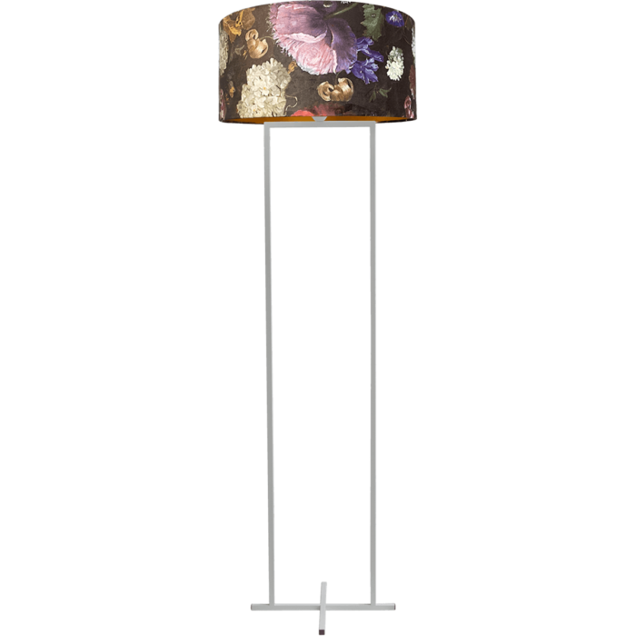 Vloerlamp Cross Rectangle wit structuur hoogte 158cm inclusief lampenkap met flowerenprint Artik butterfly 52/52/25 - MASTERLIGHT