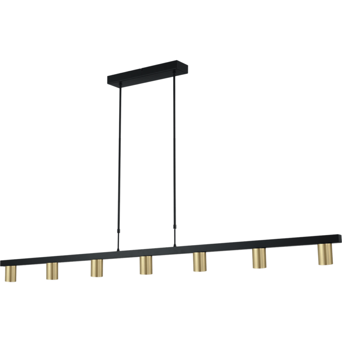 Hanglamp Bounce zwart/bmat goud 7-lichts - breedte 180cm - exclusief 7x GU10 - MASTERLIGHT