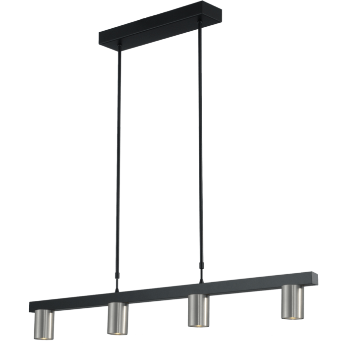 Hanglamp Bounce zwart/mat nikkel 4-lichts - breedte 100cm - exclusief 4x GU10 - MASTERLIGHT